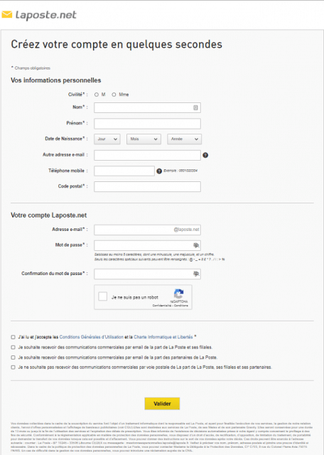 créer compte laposte net