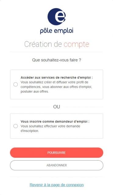 créer compte pole emploi