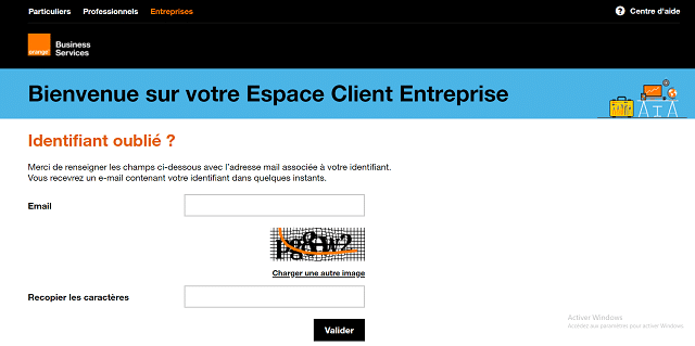 identifiant orange business services oublié
