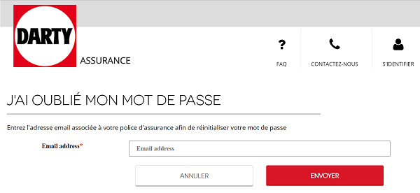 mot de passe darty assurance perdu