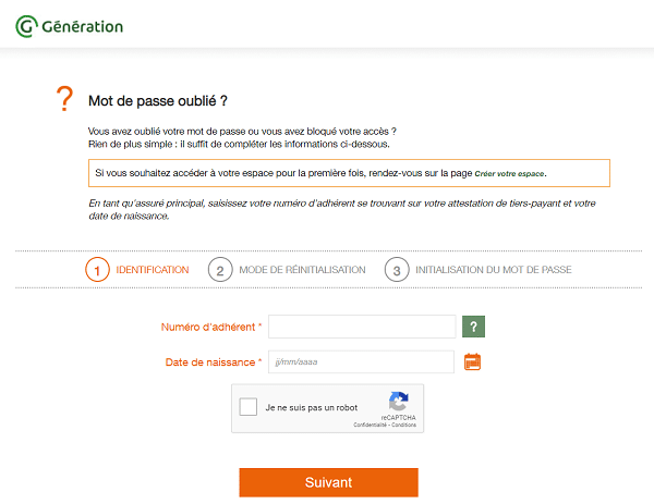 mot de passe generation oublie