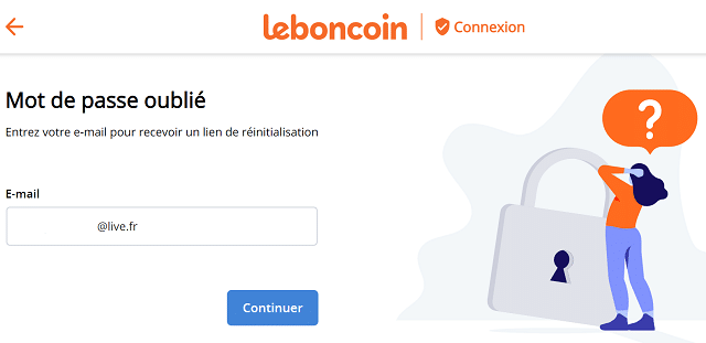 mot de passe le bon coin oublié