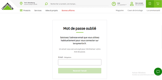mot de passe leroy merlin oublié