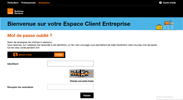mot de passe orange business services oublié