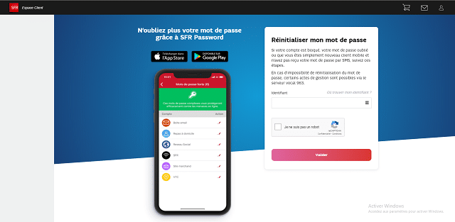 mot de passe sfr mail oublié