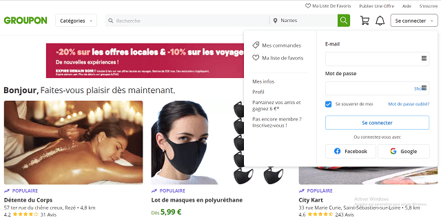 se connecter compte groupon