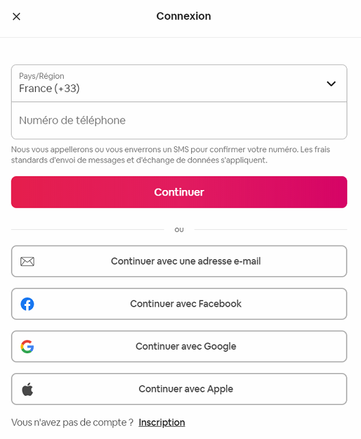 airbnb connexion