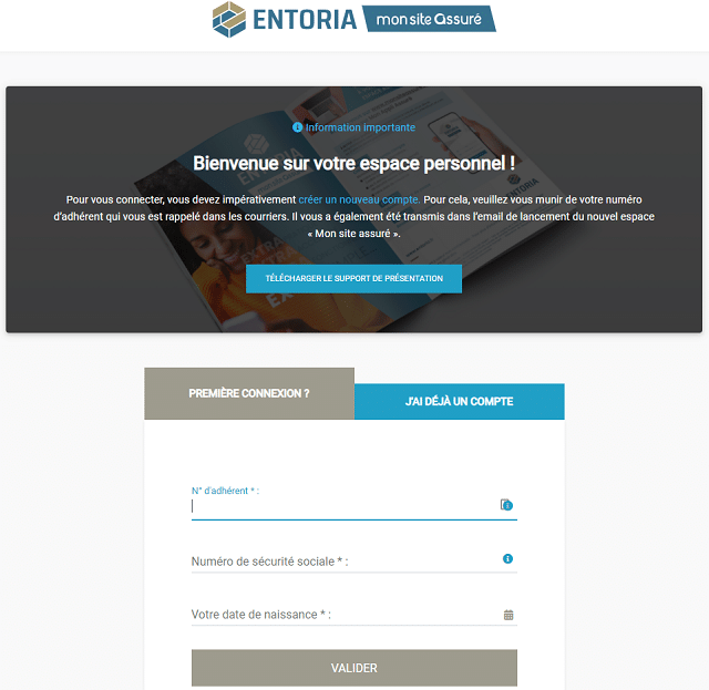 creer compte personnel entoria