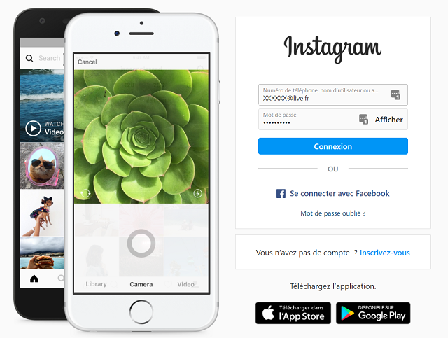 instagram connexion