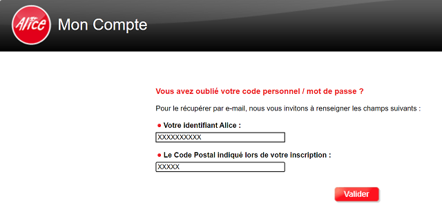 mot de passe alice webmail zebra perdu