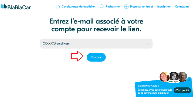 mot de passe blablacar perdu