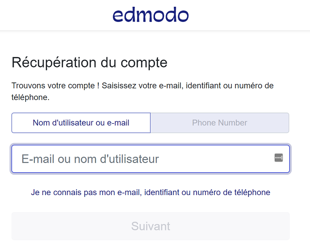 mot de passe edmodo oublie
