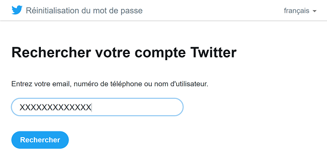 mot de passe twitter perdu