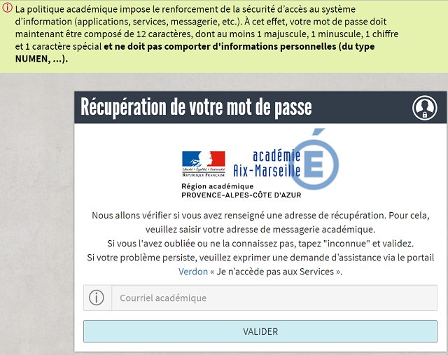 mot de passe webmail académie aix marseille perdu