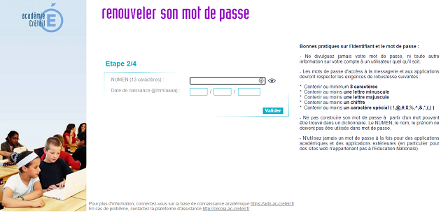 mot de passe webmail académie créteil perdu