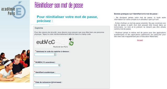 mot de passe webmail académie paris perdu