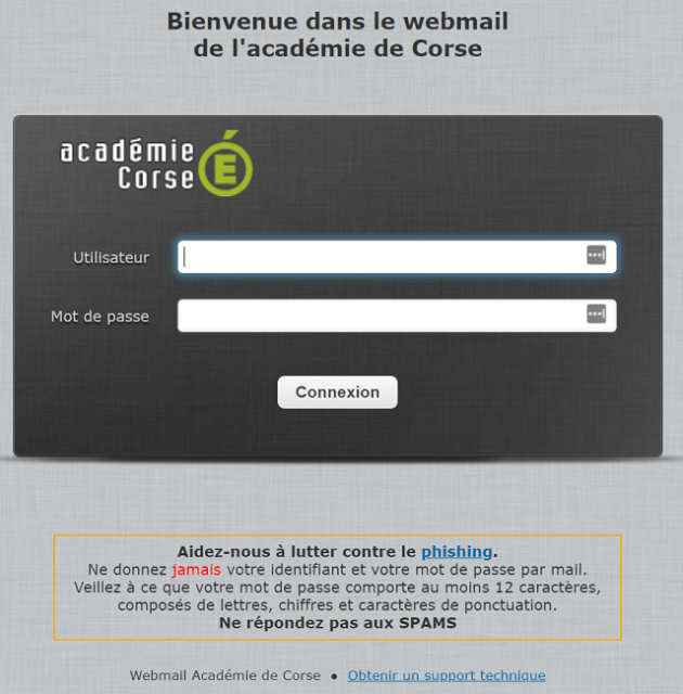 se connecter ac corse webmail