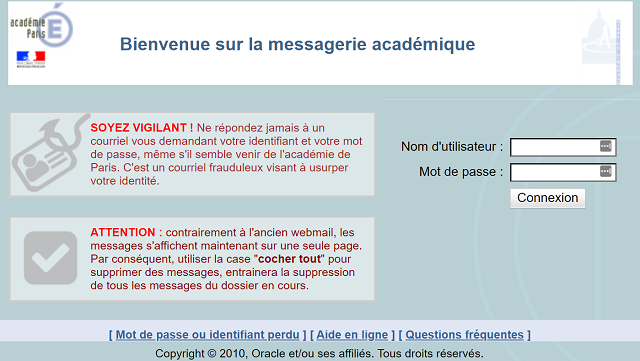 se connecter ac paris webmail