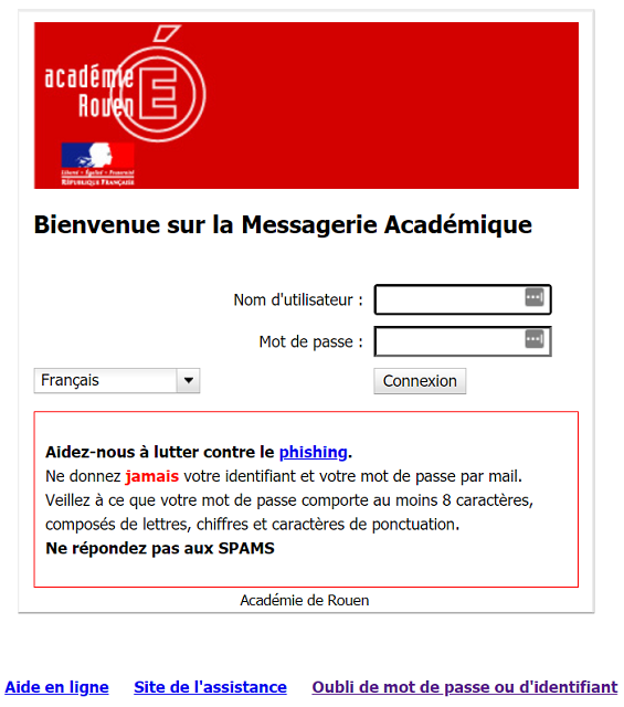 se connecter ac rouen webmail