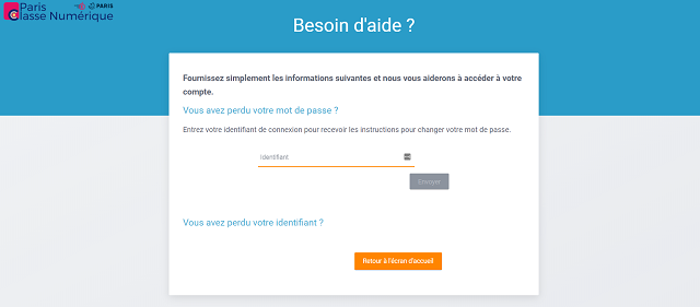mot de passe paris classe numerique perdu
