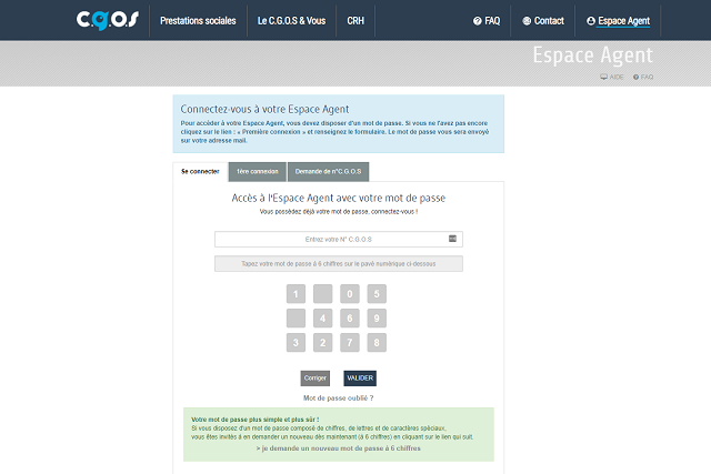 se connecter cgos espace agent