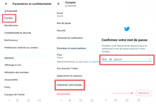 Supprimer Compte Twitter Android Ios
