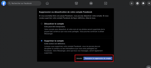 Suppression Compte Facebook Ordinateur