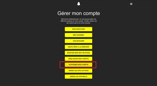 Supprimer Compte Snapchat Ordinateur