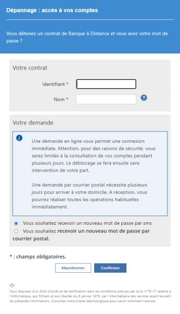 reinitialiser mot de passe cmne direct