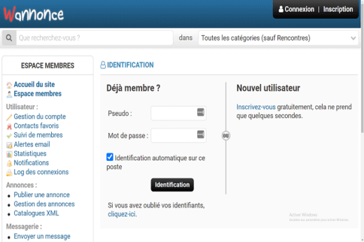 Connexion Wannonce Espace Membres