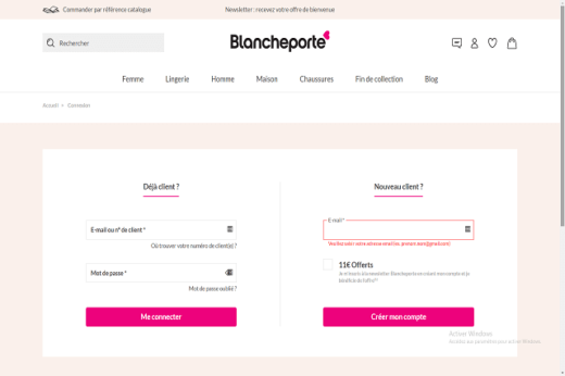 Créer Compte Blanche Porte