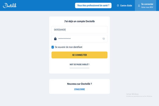 Se Connecter Compte Doctolib